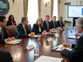 Education Secretary Linda McMahon leads a White House higher education roundtable discussion on tuition and career outcomes.